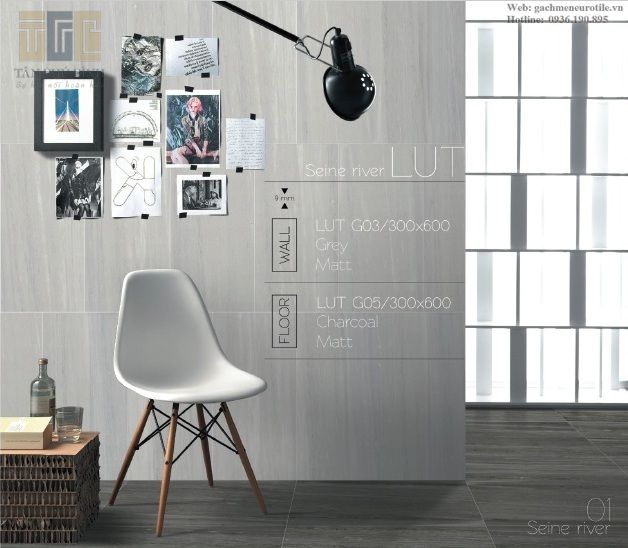 Layout gạch lát Eurotile 300x600 LUT G05 kết hợp gạch ốp Eurotile 300x600 LUT G03
